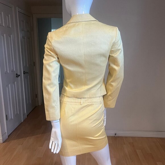 VINTAGE 2004 D&G DOLCE & GABBANA YELLOW TWEED SUIT SIZE 38 / 4 US - Picture 2 of 9